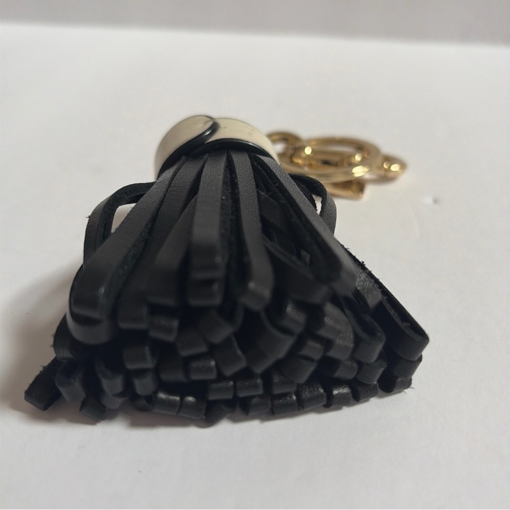 COACH LEATHER TASSEL BAG CHARM GOLD/BLACK/IVORY COACH STYLE # F58505 - Picture 4 of 7